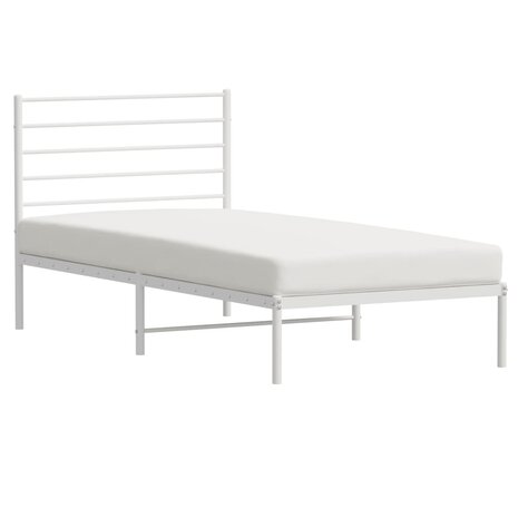 Bedframe met hoofdbord metaal wit 80x200 cm 4