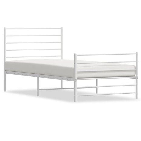 Bedframe met hoofd- en voeteneinde metaal wit 100x190 cm 2