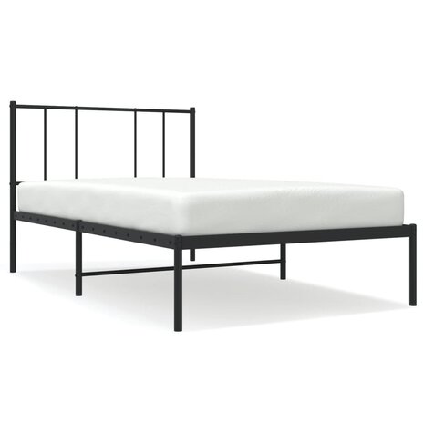 Bedframe met hoofdbord metaal zwart 80x200 cm 2