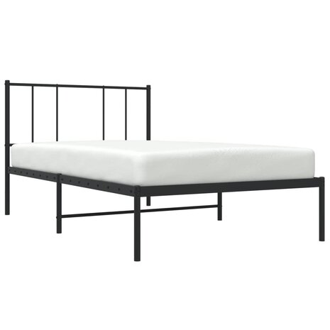 Bedframe met hoofdbord metaal zwart 80x200 cm 3