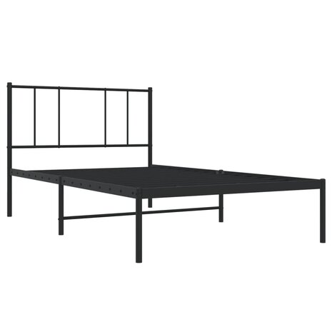 Bedframe met hoofdbord metaal zwart 80x200 cm 5