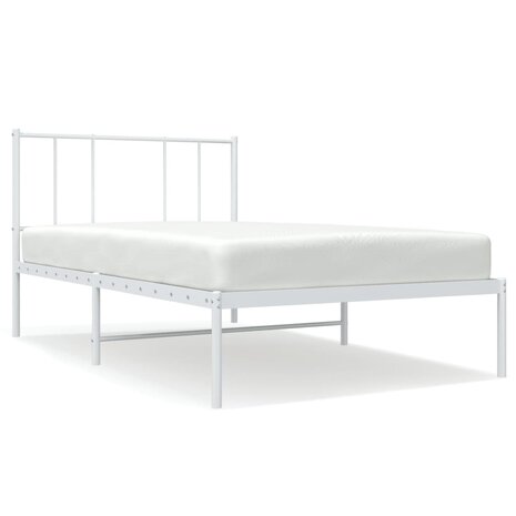 Bedframe met hoofdbord metaal wit 75 x 190 cm 2