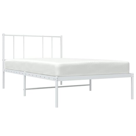 Bedframe met hoofdbord metaal wit 75 x 190 cm 3