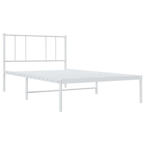 Bedframe met hoofdbord metaal wit 75 x 190 cm 5