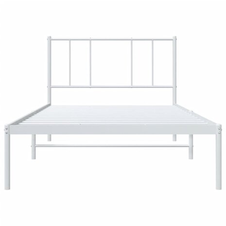 Bedframe met hoofdbord metaal wit 75 x 190 cm 6