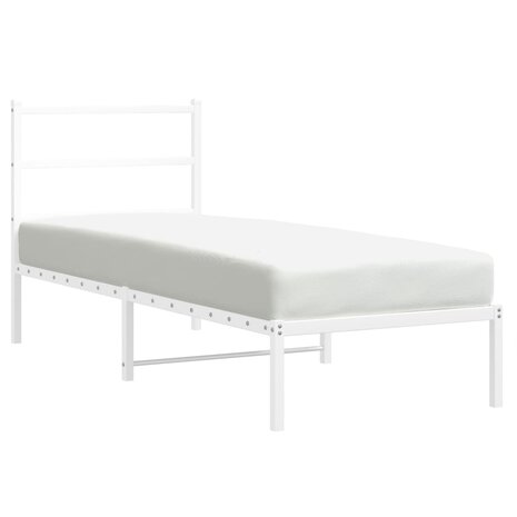 Bedframe met hoofdbord metaal wit 80x200 cm 4