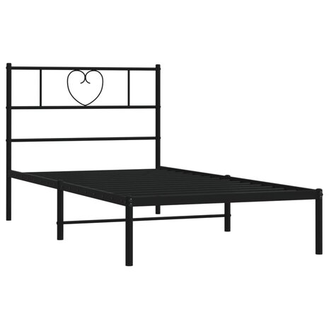 Bedframe met hoofdbord metaal zwart 75x190 cm 4