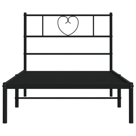 Bedframe met hoofdbord metaal zwart 75x190 cm 5