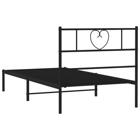 Bedframe met hoofdbord metaal zwart 75x190 cm 7