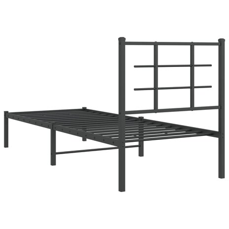 Bedframe met hoofdbord metaal zwart 80x200 cm 7