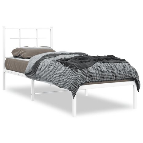 Bedframe met hoofdbord metaal wit 80x200 cm 1