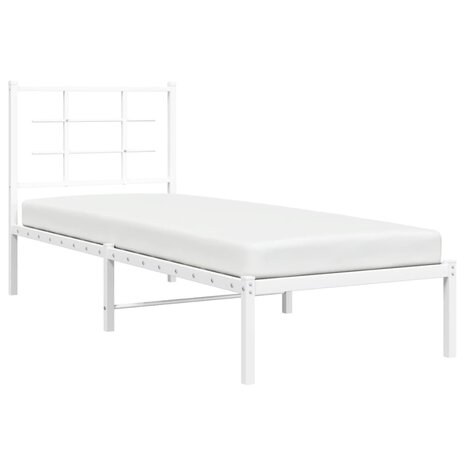 Bedframe met hoofdbord metaal wit 80x200 cm 4