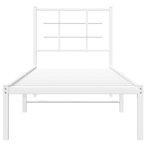 Bedframe met hoofdbord metaal wit 80x200 cm 5