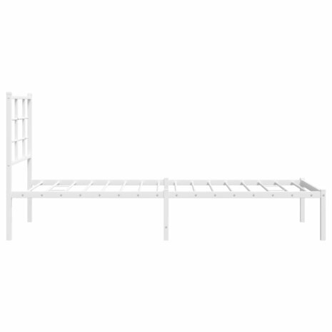 Bedframe met hoofdbord metaal wit 80x200 cm 6