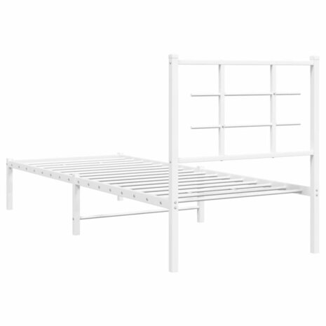 Bedframe met hoofdbord metaal wit 80x200 cm 7