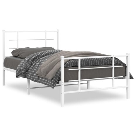 Bedframe met hoofd- en voeteneinde metaal wit 100x190 cm 1