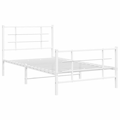 Bedframe met hoofd- en voeteneinde metaal wit 100x190 cm 2