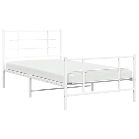 Bedframe met hoofd- en voeteneinde metaal wit 100x190 cm 4