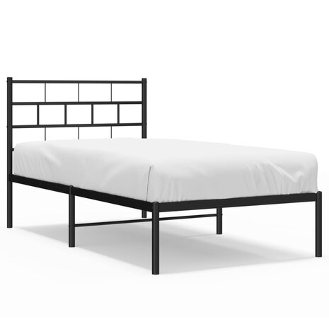 Bedframe met hoofdbord metaal zwart 90x200 cm 2
