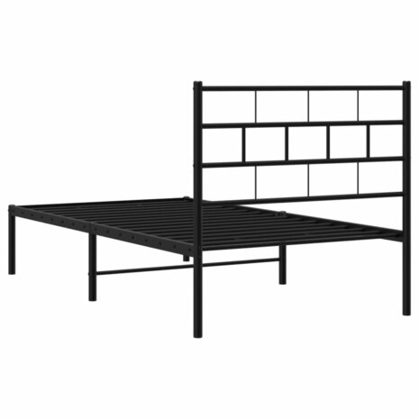 Bedframe met hoofdbord metaal zwart 90x200 cm 7