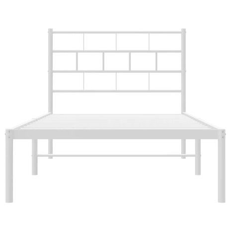 Bedframe met hoofdbord metaal wit 100x190 cm 5