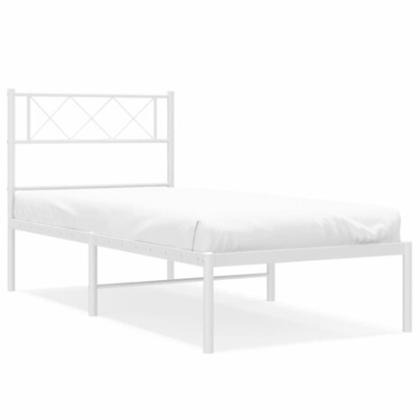 Bedframe met hoofdbord metaal wit 75 x 190 cm 2