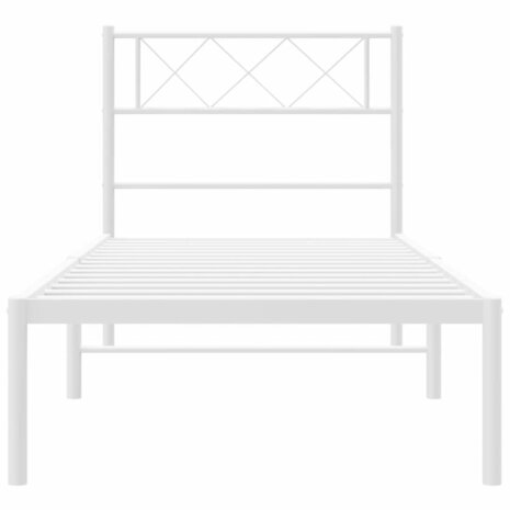 Bedframe met hoofdbord metaal wit 75 x 190 cm 5