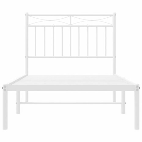 Bedframe met hoofdbord metaal wit 90x190 cm 5