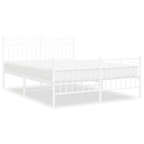Bedframe met hoofd- en voeteneinde metaal wit 140x200 cm 2