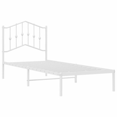 Bedframe met hoofdbord metaal wit 90x200 cm 4