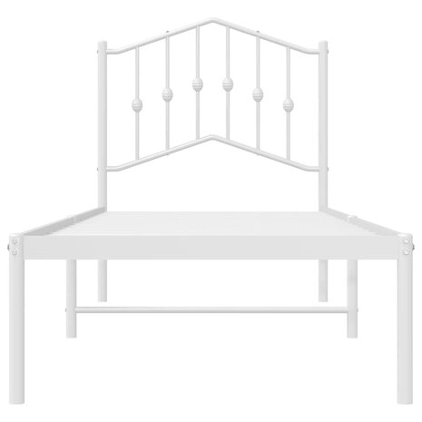 Bedframe met hoofdbord metaal wit 90x200 cm 5