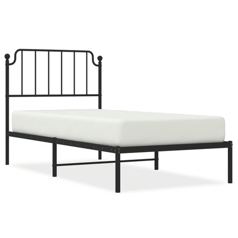 Bedframe met hoofdbord metaal zwart 90x190 cm 2