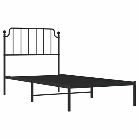 Bedframe met hoofdbord metaal zwart 90x190 cm 4