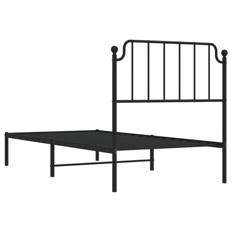 Bedframe met hoofdbord metaal zwart 90x190 cm 7