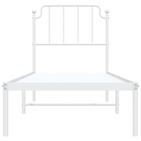 Bedframe met hoofdbord metaal wit 80x200 cm 5