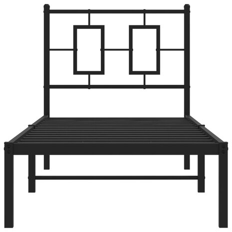Bedframe met hoofdbord metaal zwart 75x190 cm 5