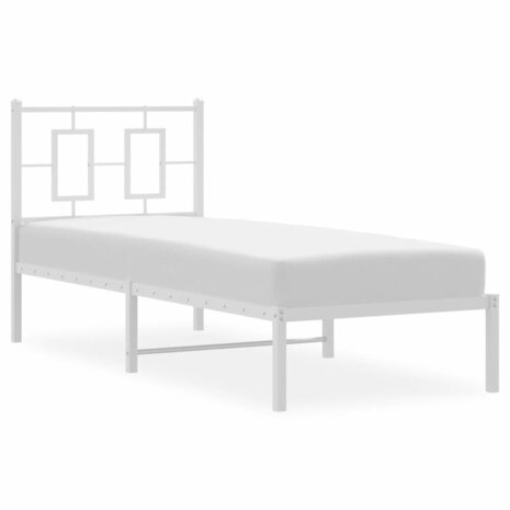 Bedframe met hoofdbord metaal wit 80x200 cm 4