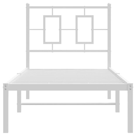 Bedframe met hoofdbord metaal wit 80x200 cm 5