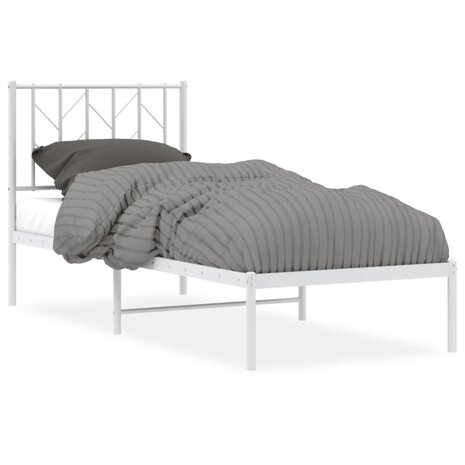 Bedframe met hoofdbord metaal wit 75 x 190 cm 2