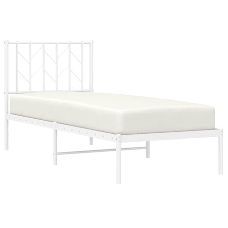 Bedframe met hoofdbord metaal wit 75 x 190 cm 3