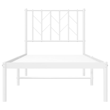 Bedframe met hoofdbord metaal wit 75 x 190 cm 5