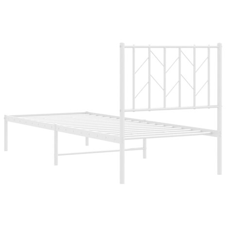 Bedframe met hoofdbord metaal wit 75 x 190 cm 7
