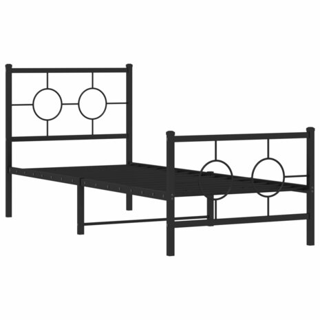 Bedframe met hoofd- en voeteneinde metaal zwart 75x190 cm 2
