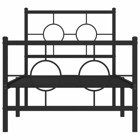 Bedframe met hoofd- en voeteneinde metaal zwart 75x190 cm 5