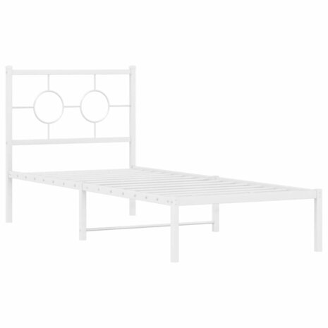 Bedframe met hoofdbord metaal wit 75 x 190 cm 2