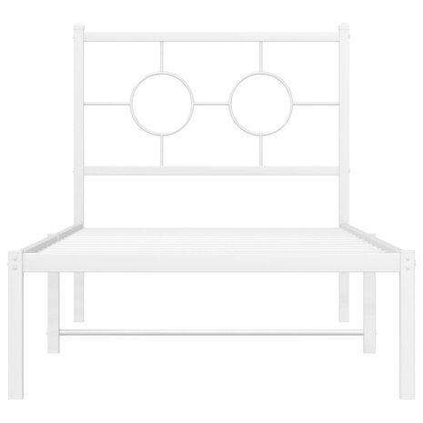 Bedframe met hoofdbord metaal wit 75 x 190 cm 5
