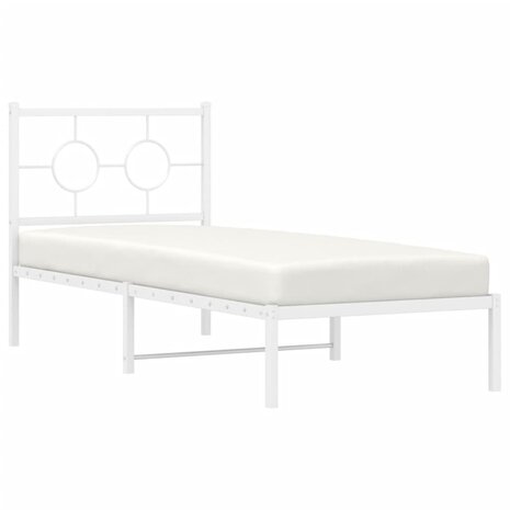 Bedframe met hoofdbord metaal wit 80x200 cm 4