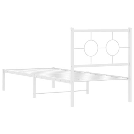 Bedframe met hoofdbord metaal wit 80x200 cm 7