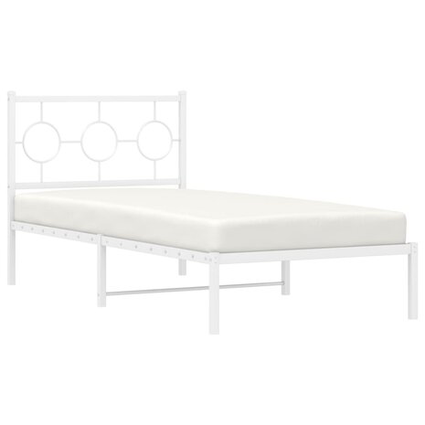 Bedframe met hoofdbord metaal wit 90x190 cm 4