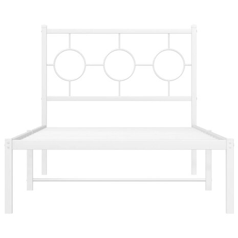 Bedframe met hoofdbord metaal wit 90x190 cm 5
